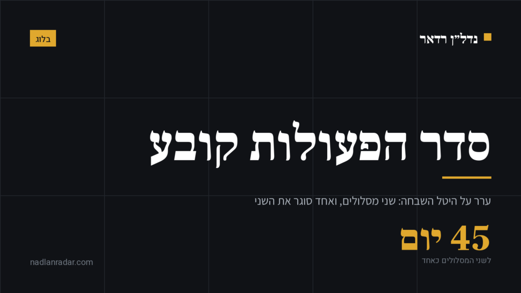 כרטיס נושא של נדל״ן רדאר: ערר על היטל השבחה, 45 יום ושני מסלולים שסדר הפעולות ביניהם קובע