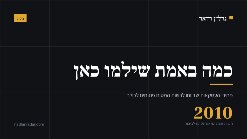 כרטיס נושא של נדל״ן רדאר: מחירי עסקאות נדל"ן שדווחו לרשות המסים פתוחים לציבור מאז 2010