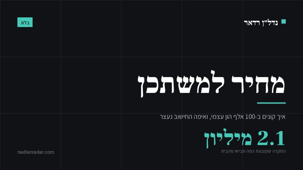 כרטיס נושא של נדל״ן רדאר: מחיר למשתכן, תקרת החישוב למשכנתא עומדת על 2.1 מיליון שקל